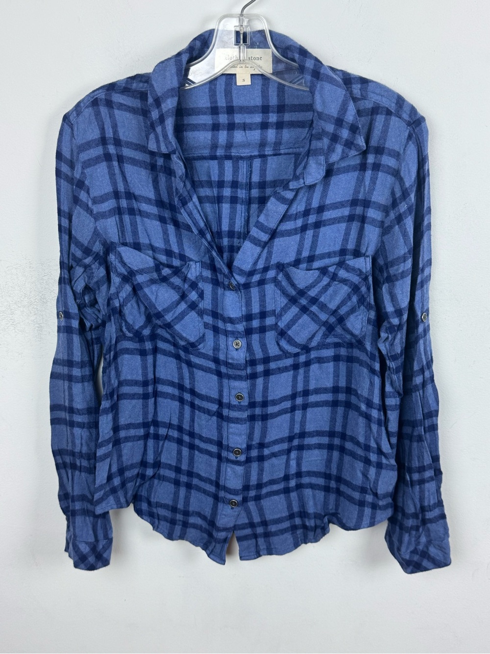 cloth & stone Blue Plaid Button-Down Shirt